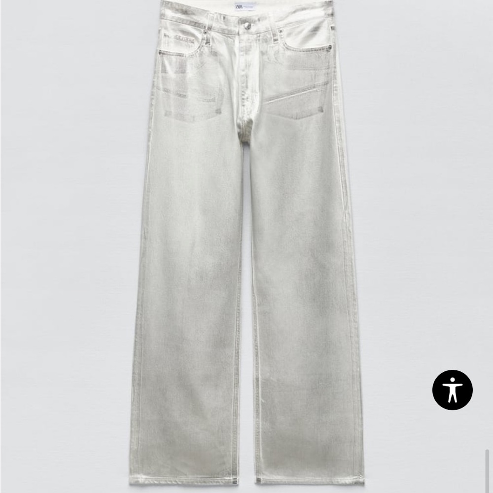 Zara Wide Leg Metallic Jeans